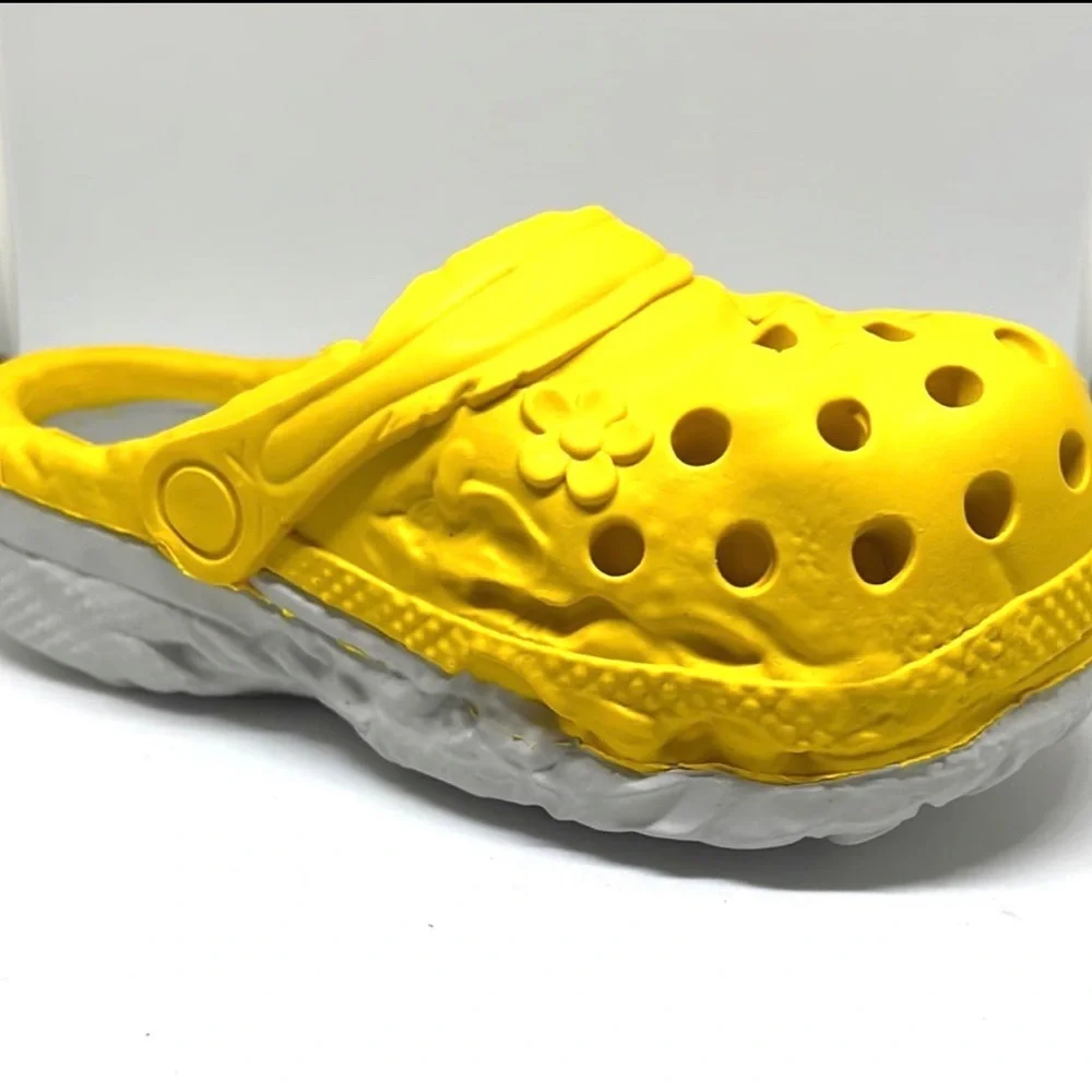 Large Yellow Natural Rubber Dog Chew Toy Slipper |‎ Treat Dispenser | 6x3 in